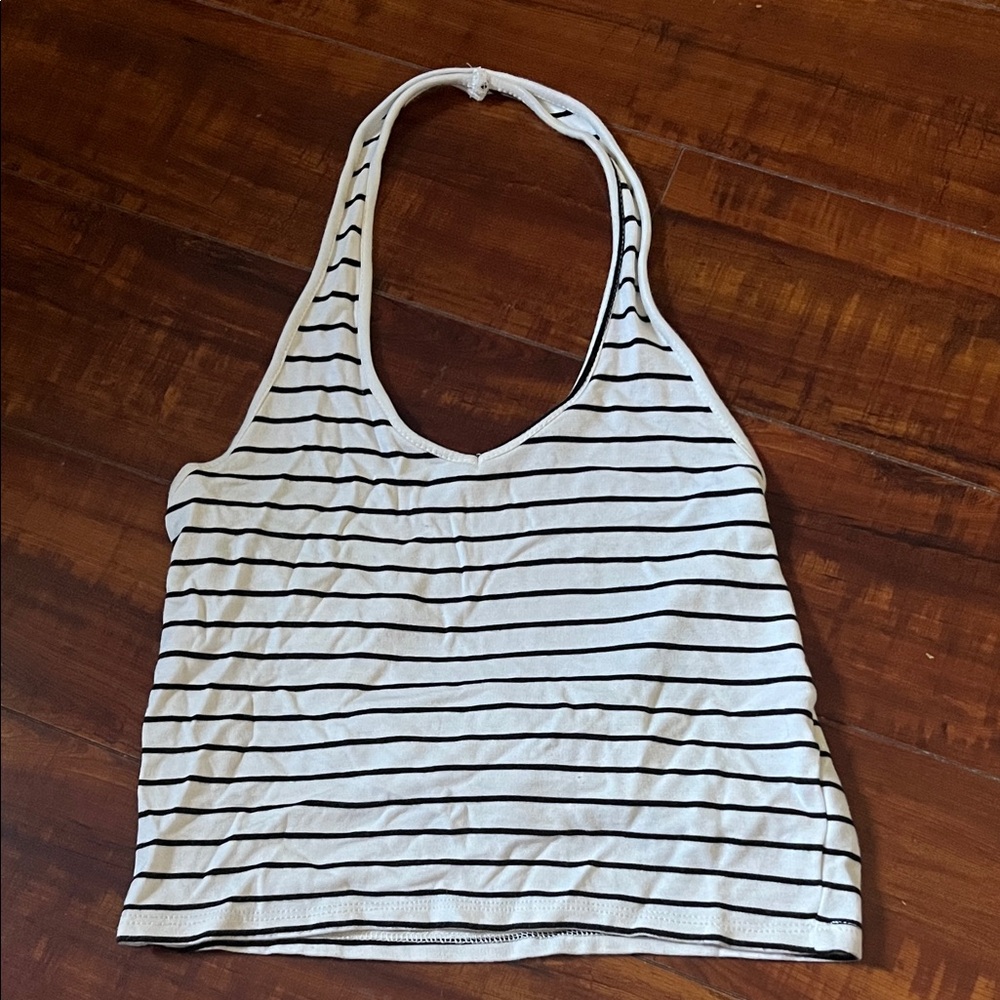 GARAGE Striped Halter Neck Women's Top